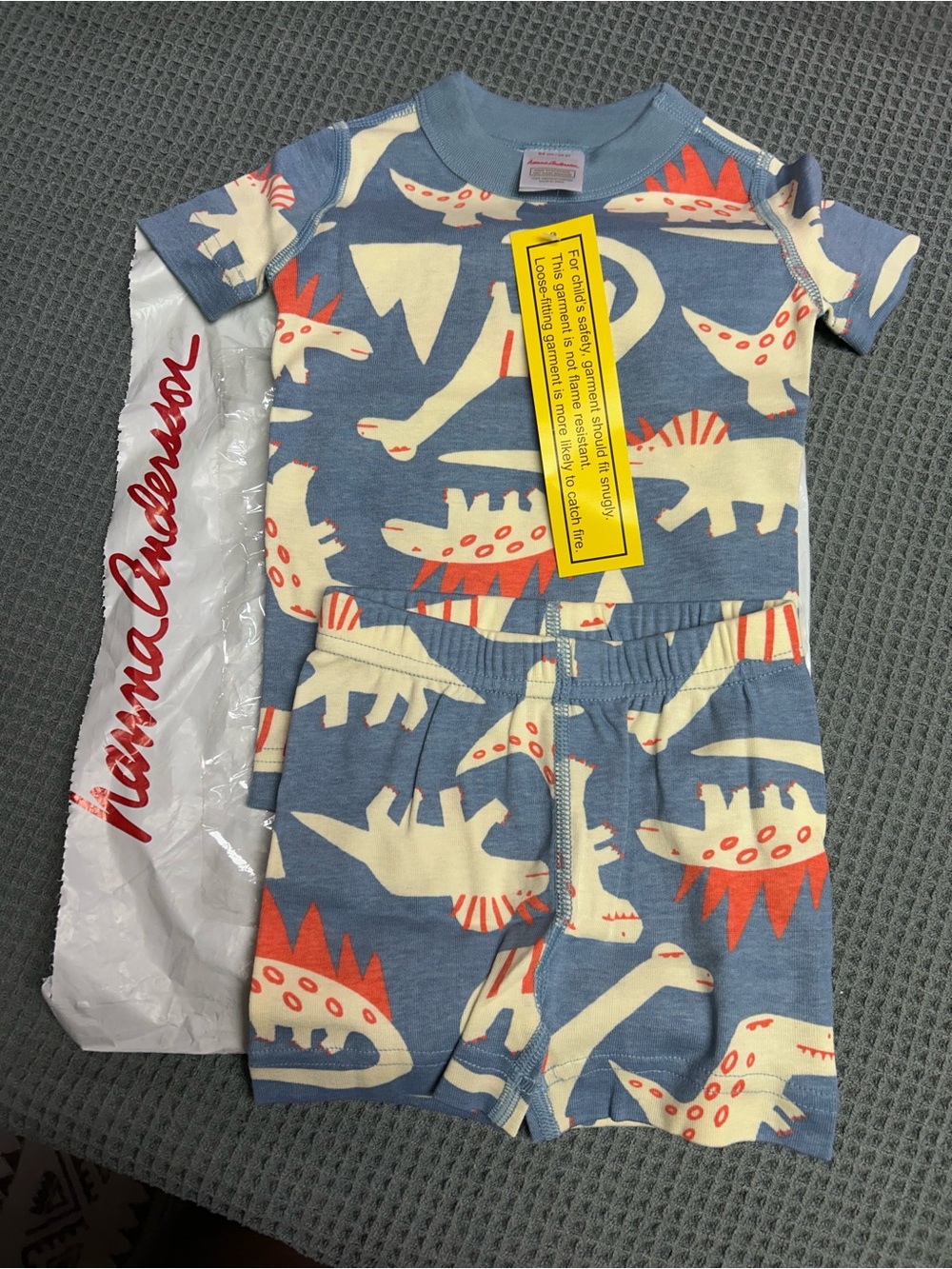 Hanna Andersson Blue Organic Cotton Dinosaur Print Shirt